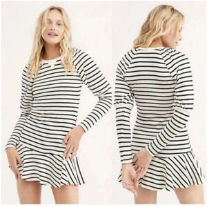 FREE PEOPLE SAYLOR Lili Mini Striped Drop Waist Sweater Dress Long Sleeve XS.